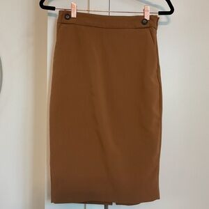 RW&CO. Classic Carmel Brown Pencil Skirt with side Hidden Zipper& Slit